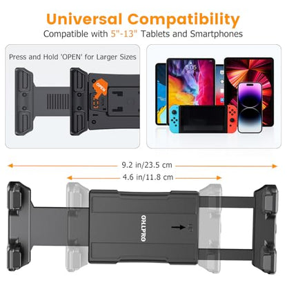 OHLPRO Tablet Mount for Truck - Heavy Duty Drill Base Tablet Holder for Car Dashboard, iPad Holder for All 5"-13" iPad Pro Samsung Galaxy Kindle fire Tablets and Car Wall etc. - 8-inch Aluminum Arm - size: 8-inch Aluminum Arm