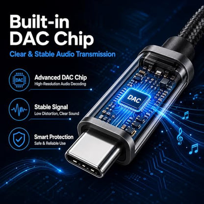 USB C to 1/4 inch TRS Stereo Audio Cable 3.3FT, Built-in DAC Chip Compatible with Android & iPhone 15/16/17, Samsung Galaxy S24, iPad Pro, MacBook for Amplifier, Mixer, Speaker (Audio Output Only)