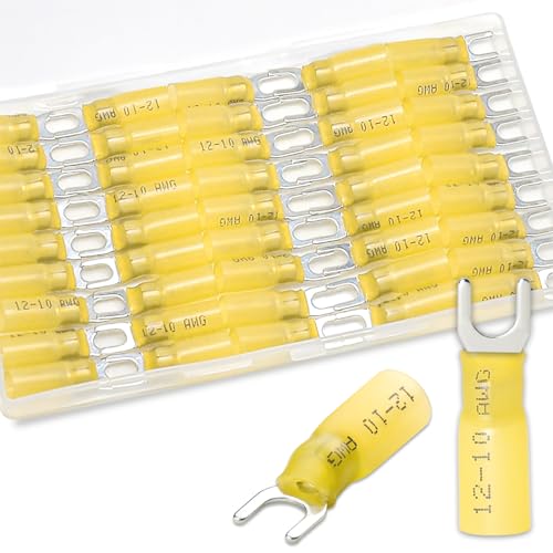 80PCS #10 Heat Shrink Fork Connectors, 12-10AWG Fork Terminal - size: 12-10AWG, style: #10