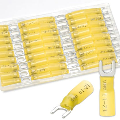 80PCS #10 Heat Shrink Fork Connectors, 12-10AWG Fork Terminal - size: 12-10AWG, style: #10