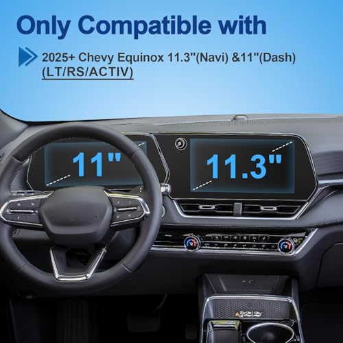 (2-pack) Anti-Glare Matte 2025-2027 Equinox Screen Protector, for Chevy Equinox (11.3In Navi+11In Dash) (LT/RS/ACTIV), 9H Tempered Glass 2025 2026 Chevy Equinox Accessories HD&Anti-Fingerprint - color: Matte (11.3In+11In) 2025+