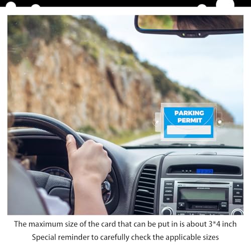 Acrylic Car Parking Permit Holder with Suction Cups,Transparent Curved Parking Pass Holder for Car Windshield for Clear Permit Display,Universal Cars Windshield Sticker Holders