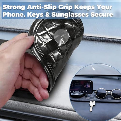 2PCS Multifunction Car Anti-Slip Mat, Car Anti Slip Mat Phone Holder,360° Rotatable Dashboard Organizer Pad with Parking Number for Phone,Sunglasses and Keys (Gray Black & Brown Black)