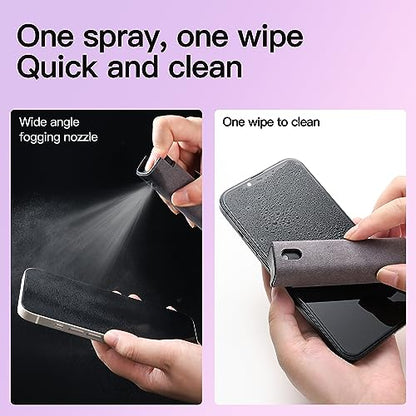 CUIUD Touchscreen Screen Cleaner Kit 2 Pcs, Phone, Tablet and Car Screen Cleaner, Two in One Spray and Microfiber Cloth(Grey&Pink) - color: Pink+Grey