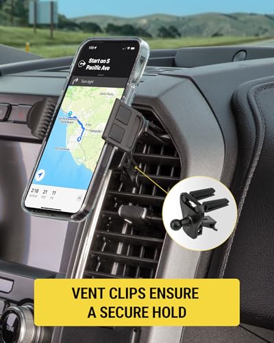 Scosche HVM2-1 Vent Phone Mount for Car, 360° Adjustable Cellphone Stand, Hands-Free Cell Phone Holder for Car Air Vent Compatible with iPhone 16/15/14/13/12 Series & Mobile Phones up to 3.5 inches - style: Vent