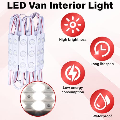 120 Led Van Interior Light Kits, 12V Led Light Strip, Cargo Van Accessories - color: 40 Modules(120 LED)