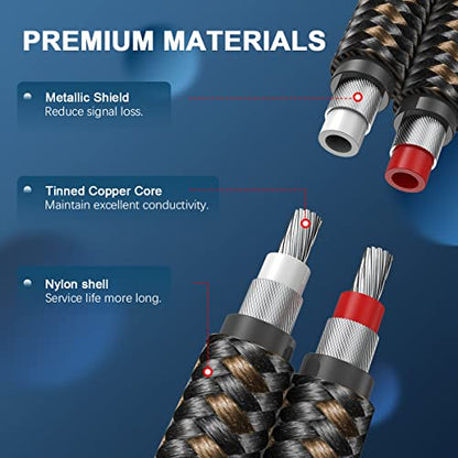 RCA Cable Subwoofer Cable 2RCA Male to 2RCA Male Stereo Audio Cable Y Splitter 24K Gold-Plated Nylon Braided Double Shielded Digital Analogue Supports Amplifiers,Home Theater,Hi-Fi System(6.6ft/2m) - size: 6.6ft/2m, style: 2RCA to 2RCA