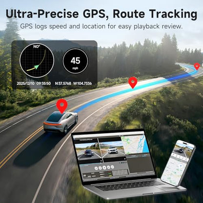 4K Dash Cam Front and Rear with Wi-Fi GPS Free 128GB Card, Dash Camera for Cars with HDR&WDR Night Vision, Car Camera with 3" Touch Screen, 170° Wide Angle, Loop Recording, 24H Parking Mode - style: dash cam with 128GB card