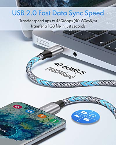 etguuds USB C to USB C Cable 6.6ft, 2-Pack 60W C to C Cable Fast Charging - color: Gray, size: 6.6ft