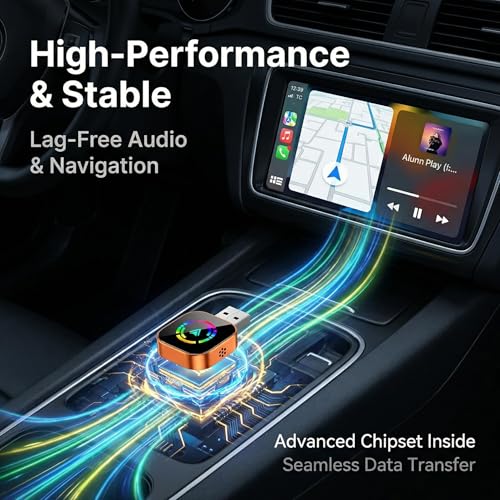 2026 Wireless CarPlay Adapter, Upgraded Wired to Wireless, Supports CarPlay & Android Auto, Plug and Play, Fast Auto Reconnect, Stable Contrl, Zero Lag, Heat Dissipation, Noiseless Car Use - color: Orange