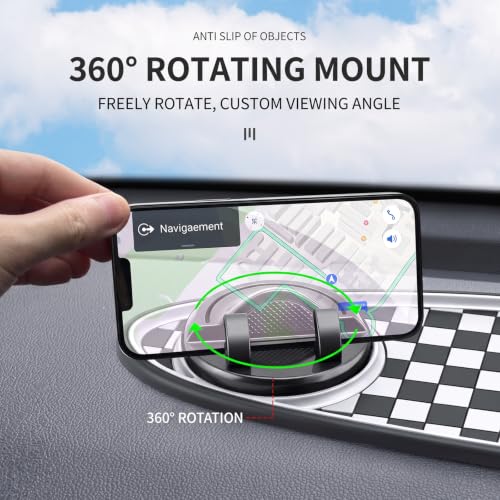 Universal Anti Slip Car Dashboard Mat, Rotatable Phone Holder Dashboard Pad, Non Sticky Temporary Parking Number Mat, Multifunctional Car Storage Pad for Phones Sunglasses Keys and Gadgets