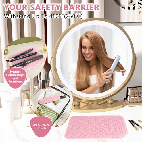 Larger Size Silicone Heat Resistant Mat for Hair Tools(12" x 9") - color: Pink