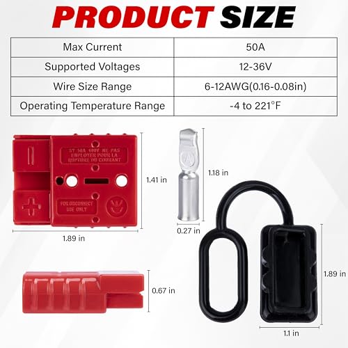BFXM 2Pack 50 Amp Battery Quick Connect Compatible with Anderson Connector - color: 50Amp*2