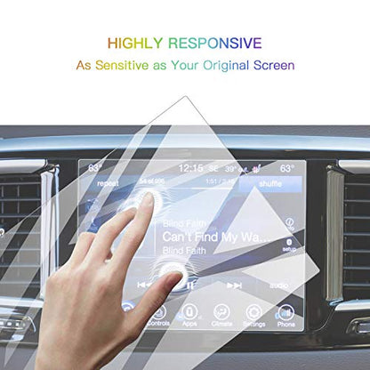 SKTU Screen Protector Foils for 2017-2020 Chrysler Pacifica Uconnect Navigation Display Tempered Glass 9H Hardness Anti Glare & Scratch HD Clear LCD GPS Touch Screen Protective Film (8.4In) - color: 2017-2020 Chrysler Pacifica 8.4In