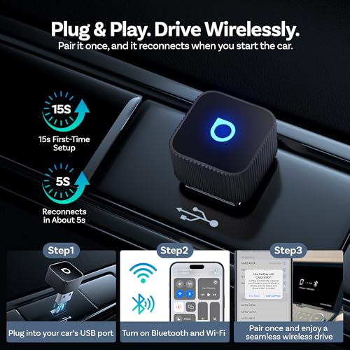 OTTOCAST Mini Slim Wireless CarPlay Adapter & Android Auto Adapter - color: Black