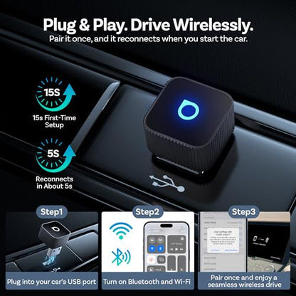OTTOCAST Mini Slim Wireless CarPlay Adapter & Android Auto Adapter - color: Black