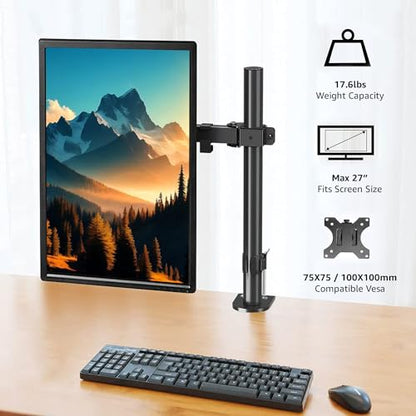 Amazon Basics Single Computer Monitor Stand with Tilt and Rotation,Height Adjustable VESA Desk Arm Mount,Steel,30 inches,Black,(Pack of 6) - size: 30 inches (Pack of 6)