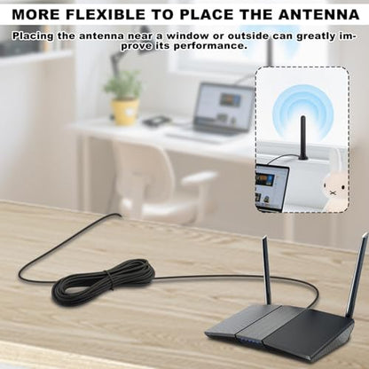 WiFi Antenna Extension Cable 2pcs Upgraded Extra-Long RP-SMA Male to RP-SMA Female Bulkhead Mount RG174 Cable 10m 32.8 feet for WiFi Router Security IP Camera Wireless Network Card Adapter - size: 32.8feet / 10m