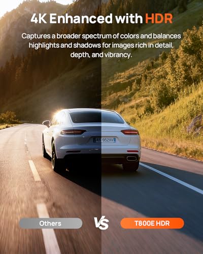 70mai 4K Dash Cam Front and Interior, 4K HDR Dash Camera with F1.55 Aperture, Wi-Fi 6, 24H Parking Surveillance, GPS, Loop Recording, 64GB Card Included, UHD Dashcam for Cars/Taxi/Uber/Lyft - size: T800E-64GB