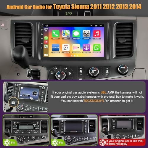 4GB+64GB Car Radio for Toyota Sienna 2011-2014,9 inch QLED Touchscreen Android 13 Stereo - Wireless Carplay & Android Auto,GPS Navigation & Bluetooth - color: For Sienna 2011-2014