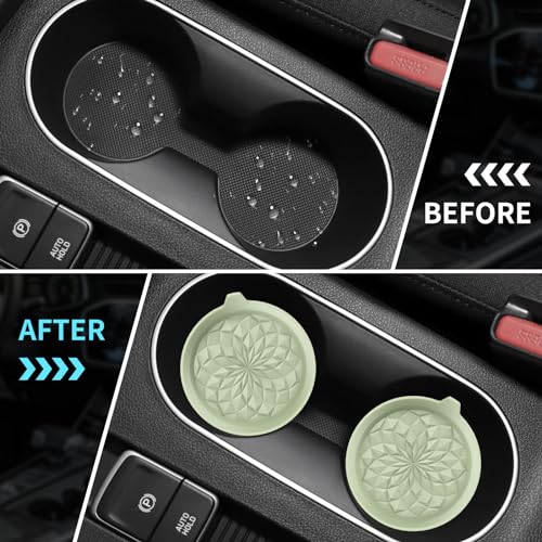 ME.FAN Car Cup Coasters [4 Pack] Silicone Cars Coasters - Universal Non-Slip Recessed Interior Accessories - Cup Holder Inserts Desert Sage - color: 4pack-desert Sage