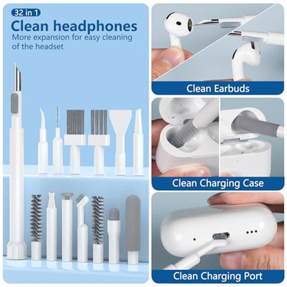 Inesore 32 in 1 Phone Cleaning Kit for iPhone AirPods MacBook Earbuds-White - color: White