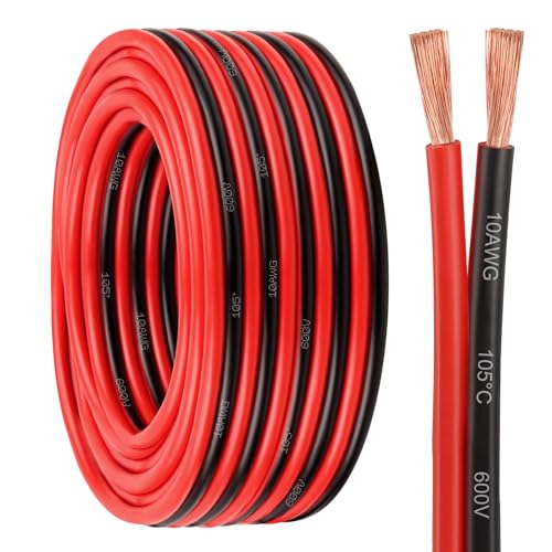 10 Gauge Wire 2 Conductors Copper Wire, 10 AWG Battery Cable Oxygen Free Copper Wire for Solar Panel, Automotive, Trailer, RV and Speaker (10 Gauge 30FT) - size: 30 FT, style: 10 AWG