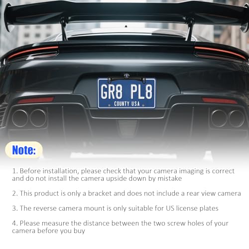License Plate Camera Mount for Car,Non-drilled Backup Camera License Plate Mount with Screwdriver/Screws/Small Bracket,Adjustable Cars Rear Cameras Mounts Car Accessories