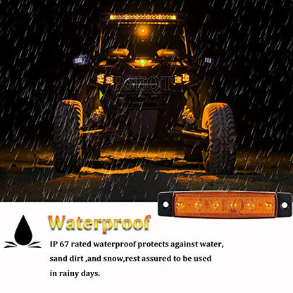 PSEQT 10 Pcs LED Rock Strip Lights Car Underglow Wheel Fender Well Lighting Kits Waterproof for Golf Cart Wrangler Offroad Truck RV UTV ATV Snowmobile (Amber Yellow) - color: Amber