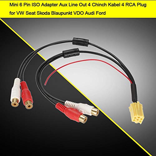Dweekiy 6 Pin ISO Aux Adapter, Mini, RCA, Auxiliary, Male to Female