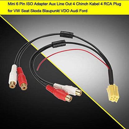 Dweekiy 6 Pin ISO Aux Adapter, Mini, RCA, Auxiliary, Male to Female