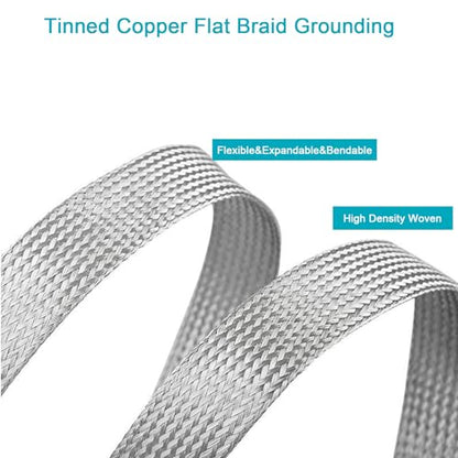 Tinned Copper Braided Cable Shielding Sleeve Metal Wire Loom Sheathing EMI RFI ESD Protector Grounding Mesh Flat Tubular Expandable 3/4" W(0.48" ID)-16FT - size: 3/4"W(0.48"ID)-16FT