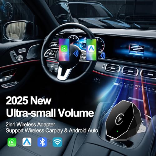 Wireless Carplay Adapter, Android Auto Adapter 2025 Carplay, Plug and Play Convert Wired to Wireless Supports Car Original Control, Mini Car Play Box for Cars - size: Middle