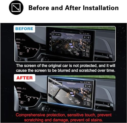 Ruiya 10.1" Tempered Glass Screen Protector for Audi Q5 (2021-2024), A4 & A5 (2020-2024), 9H Hardness, Anti-Glare, Anti-Bubble, 1 Pack - color: 2021-2024 Audi Q5 10.1-inch