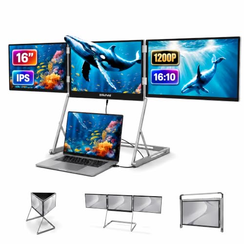 TriCreate 16 FHD 16" Triple Portable Monitor Extender for Laptop - size: T16