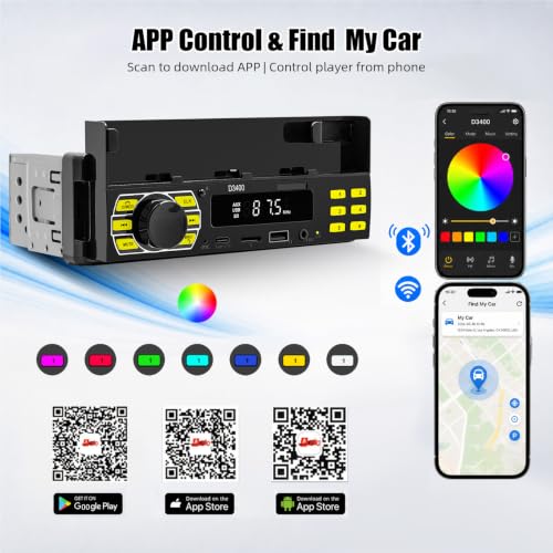 Single DIN Car Stereo Bluetooth Car Radio with FM/MP3/AUX USB Colorful Lights MP3 Player with Mobile Phone Holder Find a Car - color: P5-Phone Holder