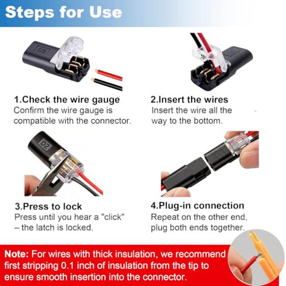 100PCS Double Wire Plug in Connector Quick Wire Connectors