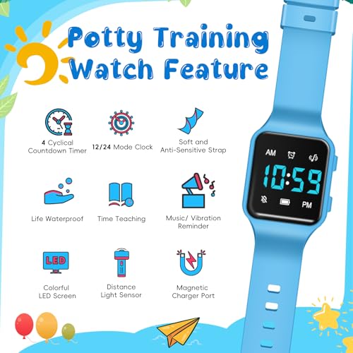 BEN NEVIS Potty Training Watch, Digital Toddler Watch with Countdown/Music/Alarm Clocks/Vibration Reminder and Waterproof, Remind Toddler to Go to The Toilet - color: 23-Blue