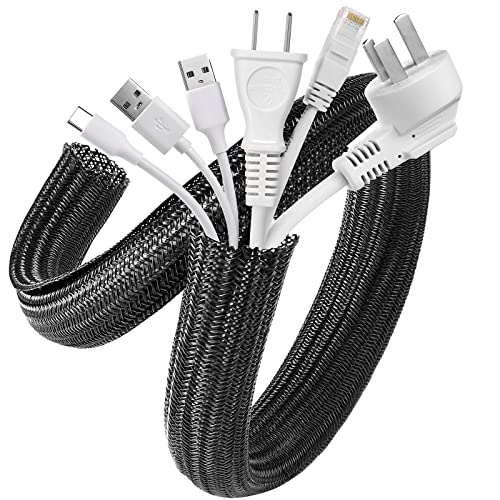 AGPTEK Cable Management Sleeve, 2 Pack 5ft - 1.2 inch Cord Hider, Black - color: Black, size: 1.2"-10ft