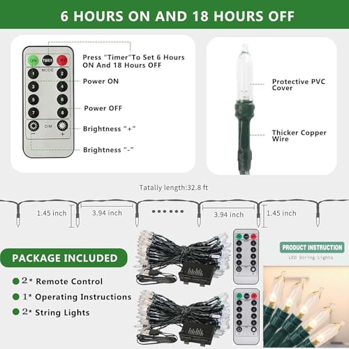 Tcamp 2 Pack Christmas Lights Battery Operated with Remote Memory Timer - color: Warm White, size: 33ft 100LED - 2Pack