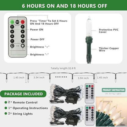 Tcamp 2 Pack Christmas Lights Battery Operated with Remote Memory Timer - color: Warm White, size: 33ft 100LED - 2Pack