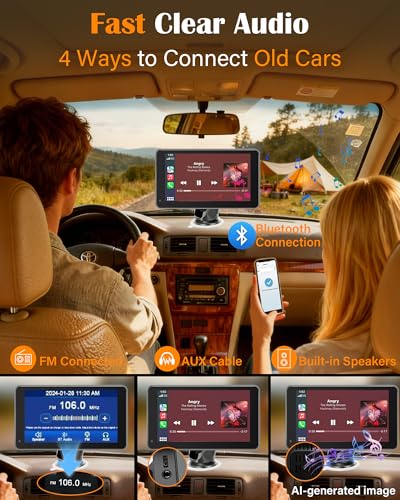 Portable Carplay Screen with Backup Camera - Bluetooth Fast Connects in 1s - size: 7.1'' Carplay Screen w/Backup Camera