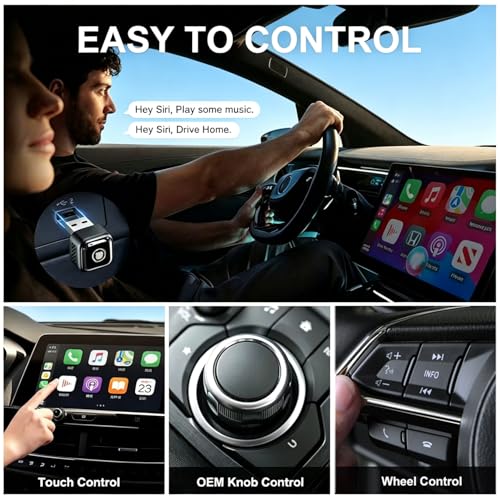Ultra Mini Wireless CarPlay Adapter for iPhone ＆Android – 2026 Next-Gen 2 in 1 Wireless CarPlay ，5s Auto Reconnect, One-Click Switch for Two Phones, 5.8GHz WiFi+Bluetooth5.4，Adapter Stable & No Lag