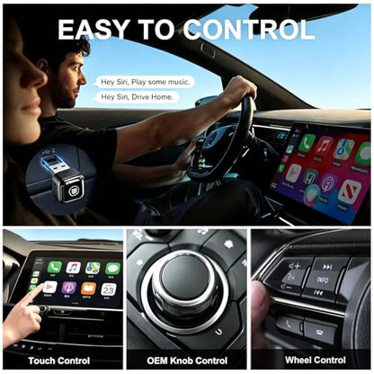 Ultra Mini Wireless CarPlay Adapter for iPhone ＆Android – 2026 Next-Gen 2 in 1 Wireless CarPlay ，5s Auto Reconnect, One-Click Switch for Two Phones, 5.8GHz WiFi+Bluetooth5.4，Adapter Stable & No Lag