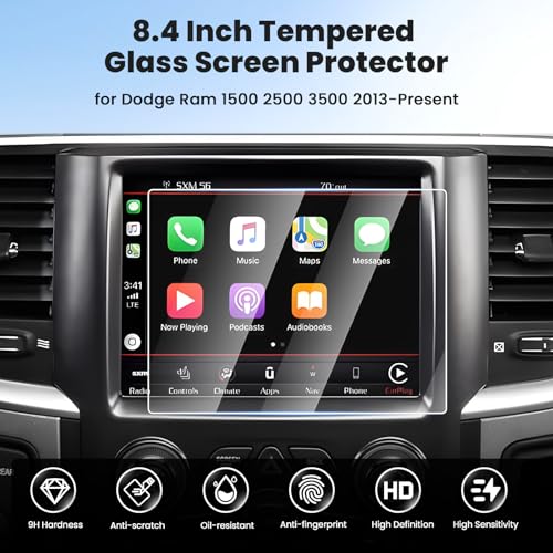 Canvcle 2026 Ram 1500 8.4" 2PCS Screen Protector for 2013-2026 Dodge Ram 1500/2500/3500, Tempered Glass for 2014-2024 Jeep Grand Cherokee/Wrangler JL/Gladiator JT/Compass MP - size: 2013-Present Dodge Ram 1500 2500 3500 8.4 Inch