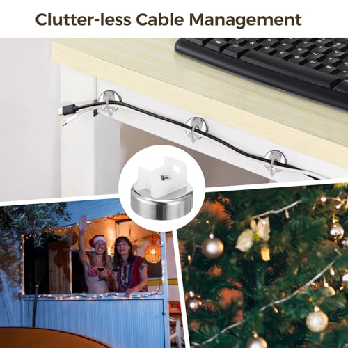 Magnetic Cable Zip Tie Mounts, 25 Pcs Magnet Bases with 100 Pcs Cable Ties, Multipurpose Wire Management Organizer for Desk PC Home Office, Adhesive-Free Cable Clips Holder