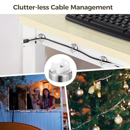 Magnetic Cable Zip Tie Mounts, 25 Pcs Magnet Bases with 100 Pcs Cable Ties, Multipurpose Wire Management Organizer for Desk PC Home Office, Adhesive-Free Cable Clips Holder