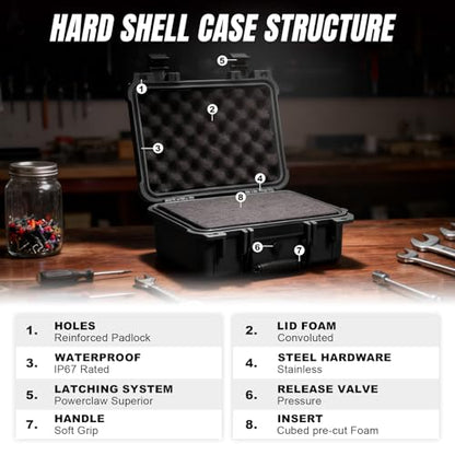 Jack Boss Hard Case,Portable Weather Waterproof Protective Camera Case with Customizable Foam, Fit Use of Drones, Camera, Equipments,Black,update,13.6 x 11.4 x 6 Inch - color: BLACK-UPDATE, size: 13.6x11.4x6 in