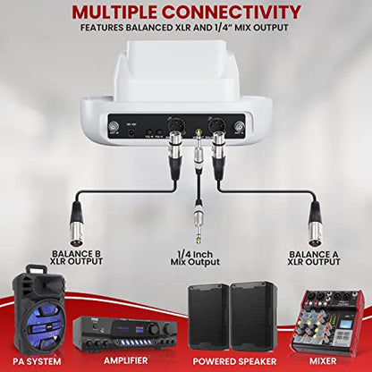 Pyle UHF Wireless Microphone System – Bluetooth Receiver with 2 Rechargeable Handheld Mics, 1200mAh Batteries, Clear Sound for Karaoke, Classroom, Office & Business Use - style: Wireless-Set of 2 Mics