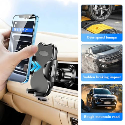 Car Phone Holder, 360° Rotatation Vehicle Air Vent Cell Phone Mount with Hook Clip, Hands Free Automotive Interior Smartphones Cradle, Universal for Most Vehicles (Black) - color: Black